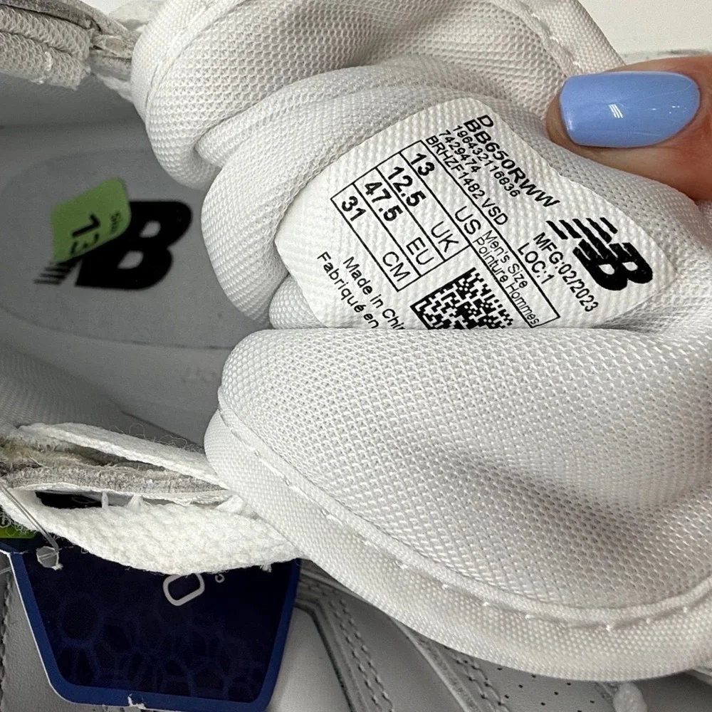 New Balance 650R high top sneakers triple white Leather BB650RWW Mens 13 NEW